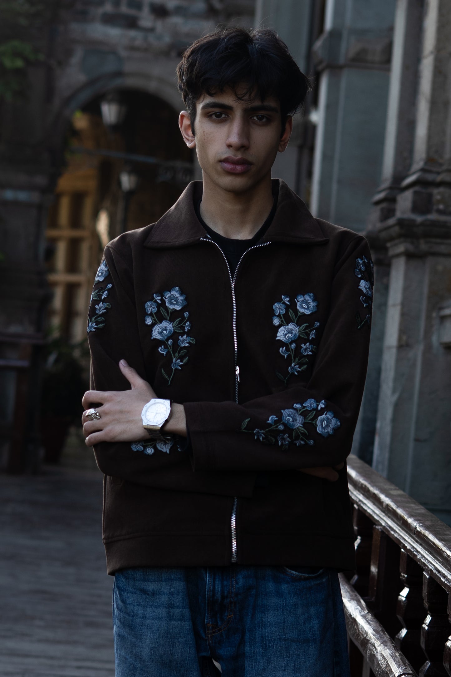 FLORAL PATCHWORK BROWN JACKET