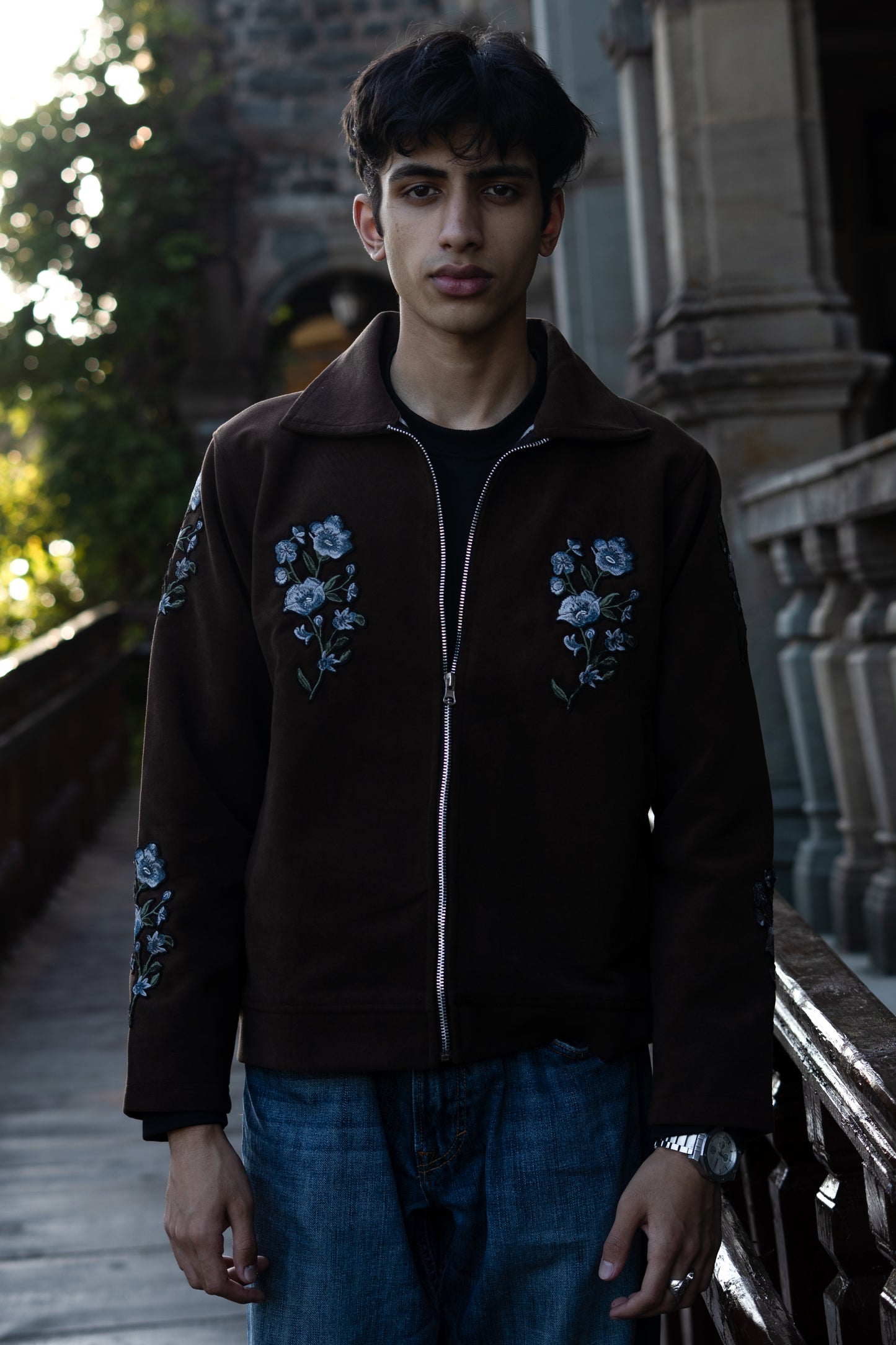 FLORAL PATCHWORK BROWN JACKET