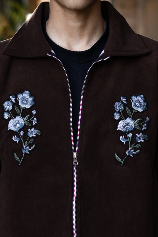 FLORAL PATCHWORK BROWN JACKET