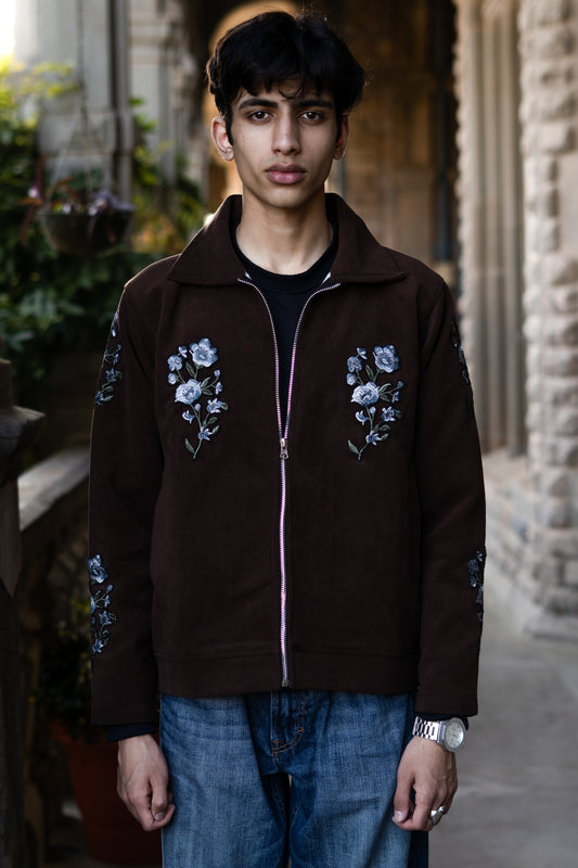 FLORAL PATCHWORK BROWN JACKET