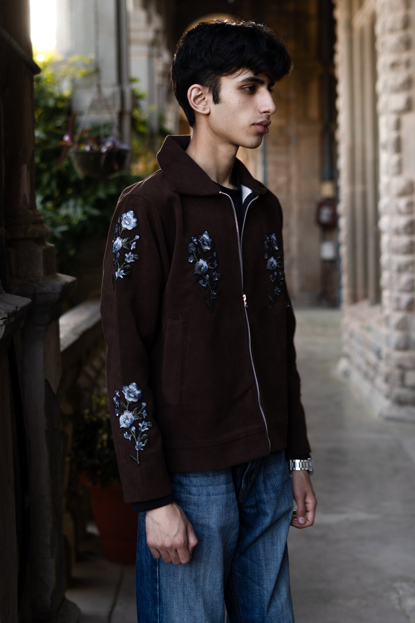 FLORAL PATCHWORK BROWN JACKET