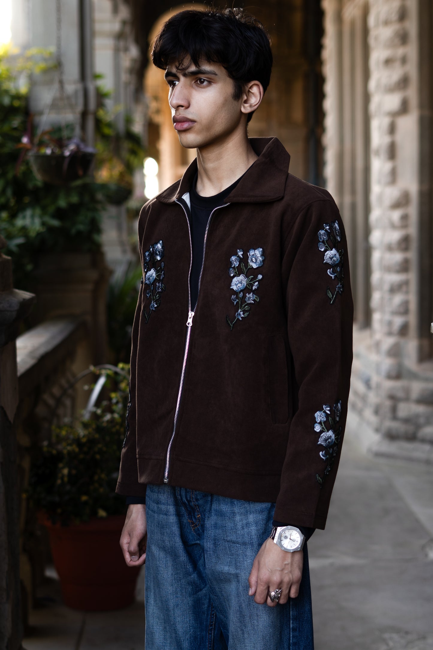 FLORAL PATCHWORK BROWN JACKET
